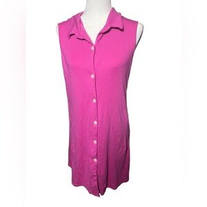 Vintage Pink Cotton Button-Down Dress Medium